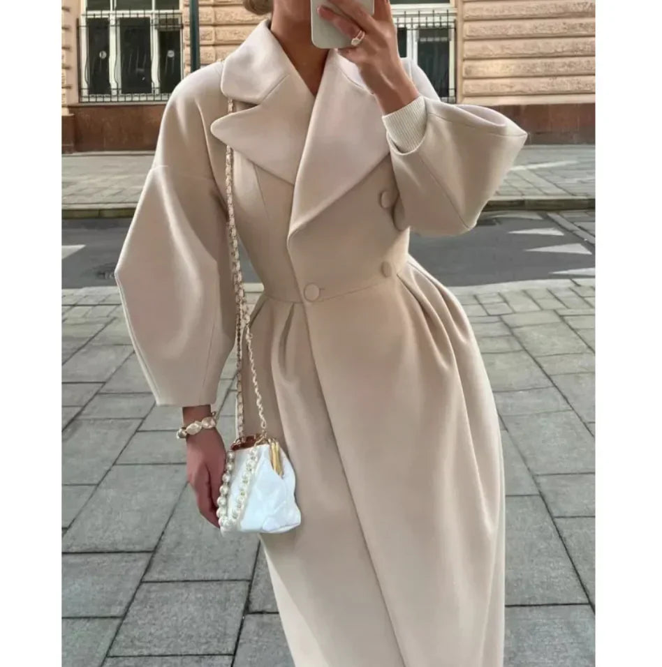 Joëlle™ - Manteau Long à Manches Lanternes Vintage