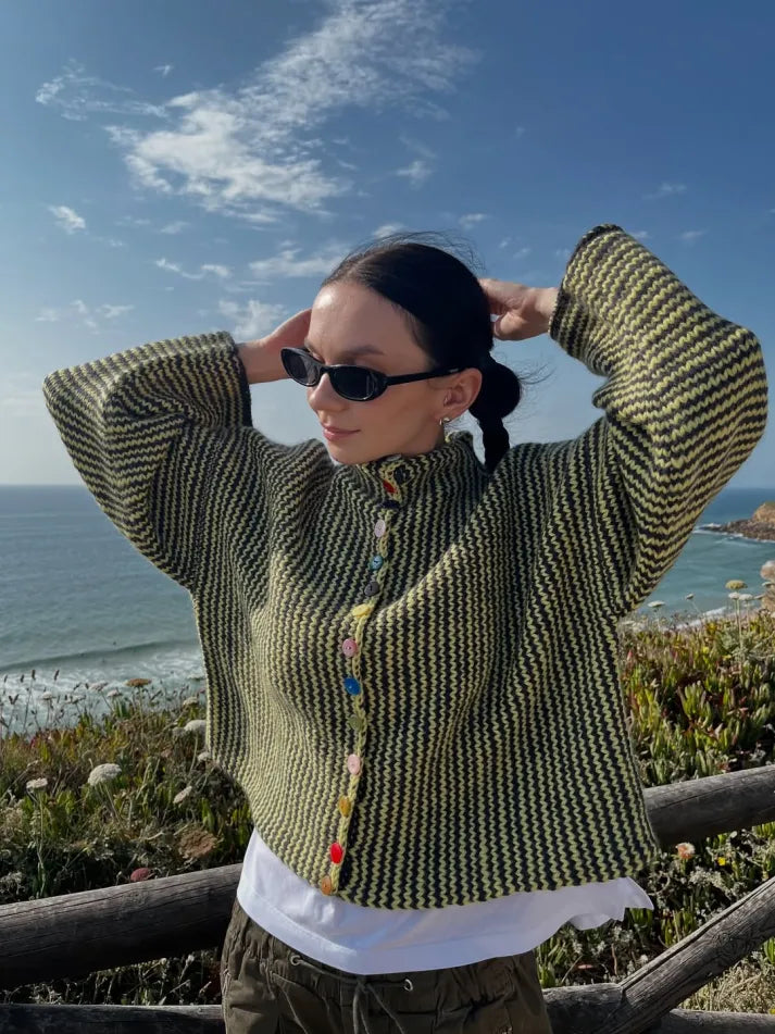 Brisalora™ - Cardigan En Tricot À Boutons Multicolores