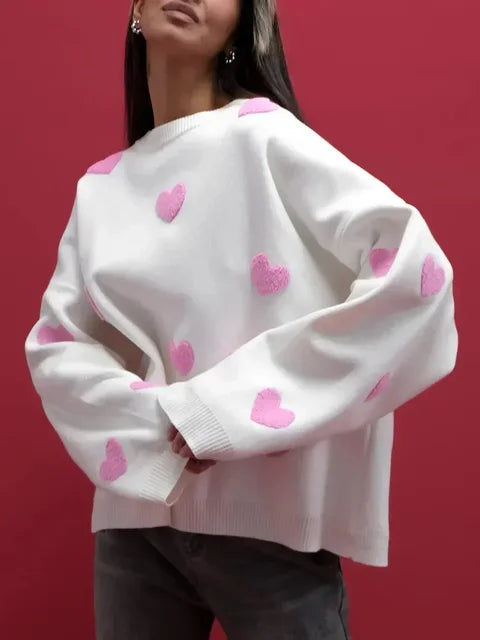 Abigail™ - Pull Tricoté à Motif Cœur