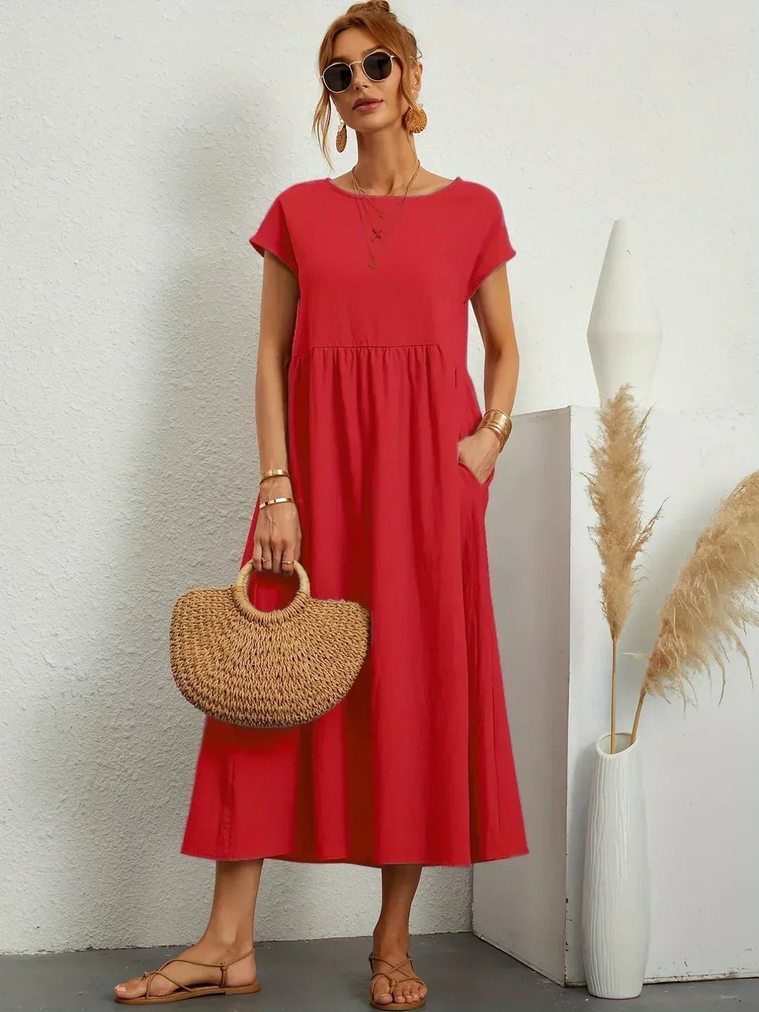 Quessara™ - Robe Midi Décontractée Coupe Fluide