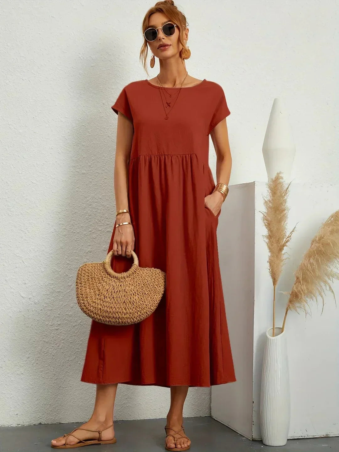 Quessara™ - Robe Midi Décontractée Coupe Fluide
