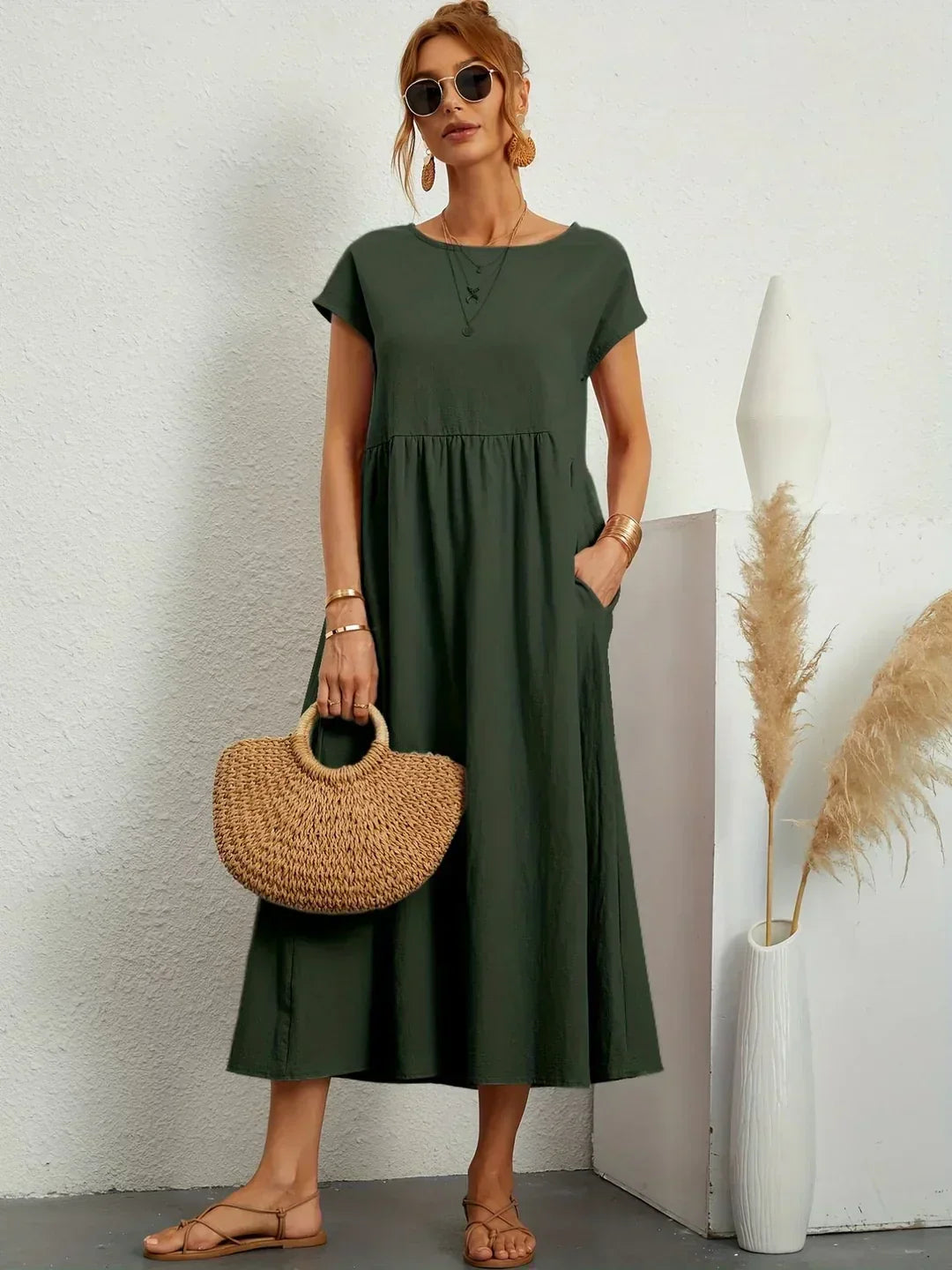 Quessara™ - Robe Midi Décontractée Coupe Fluide