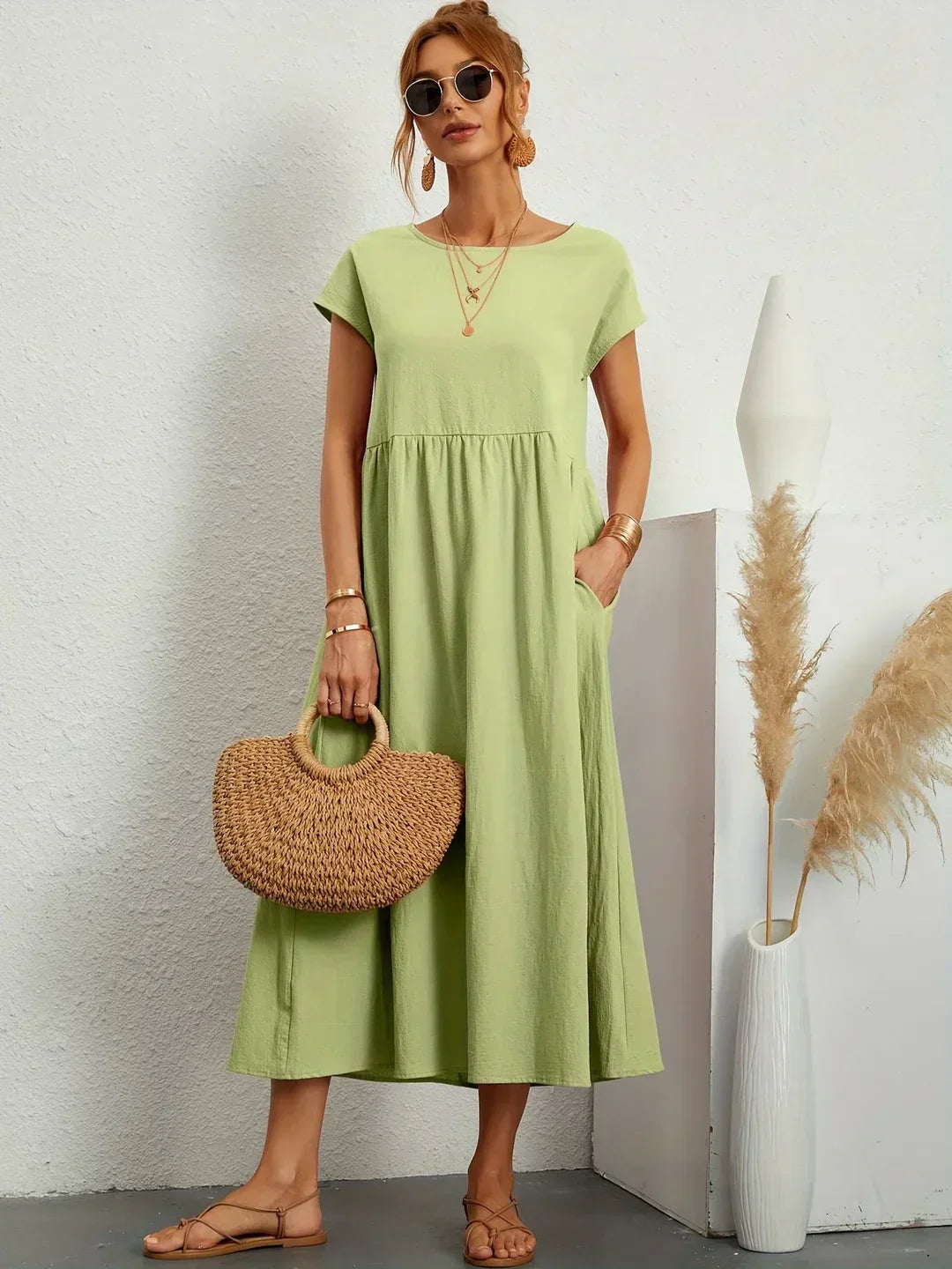 Quessara™ - Robe Midi Décontractée Coupe Fluide