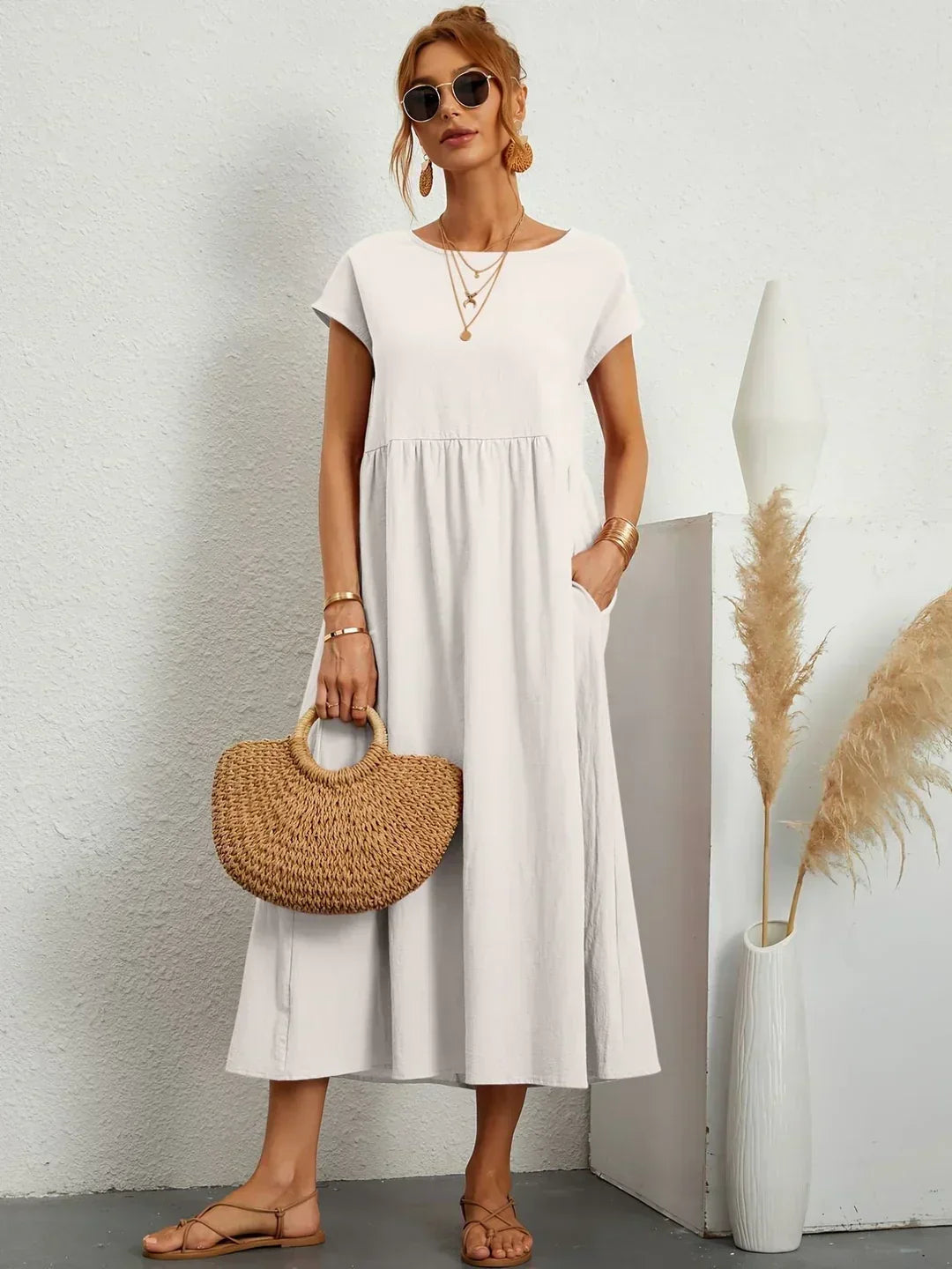 Quessara™ - Robe Midi Décontractée Coupe Fluide
