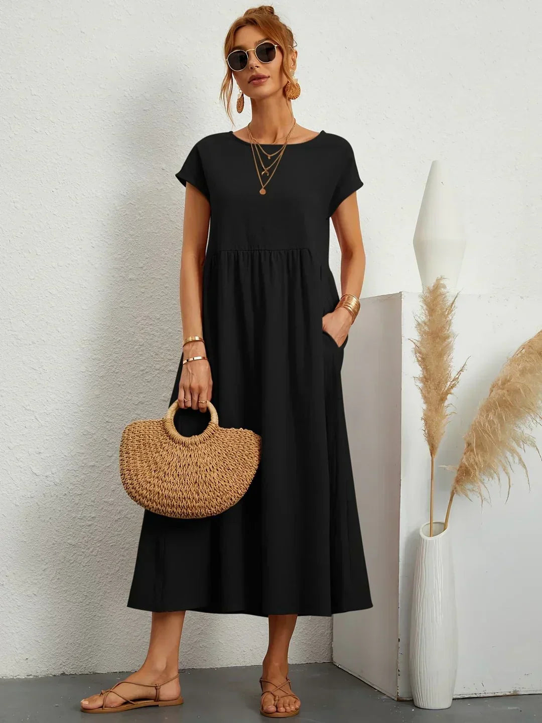 Quessara™ - Robe Midi Décontractée Coupe Fluide