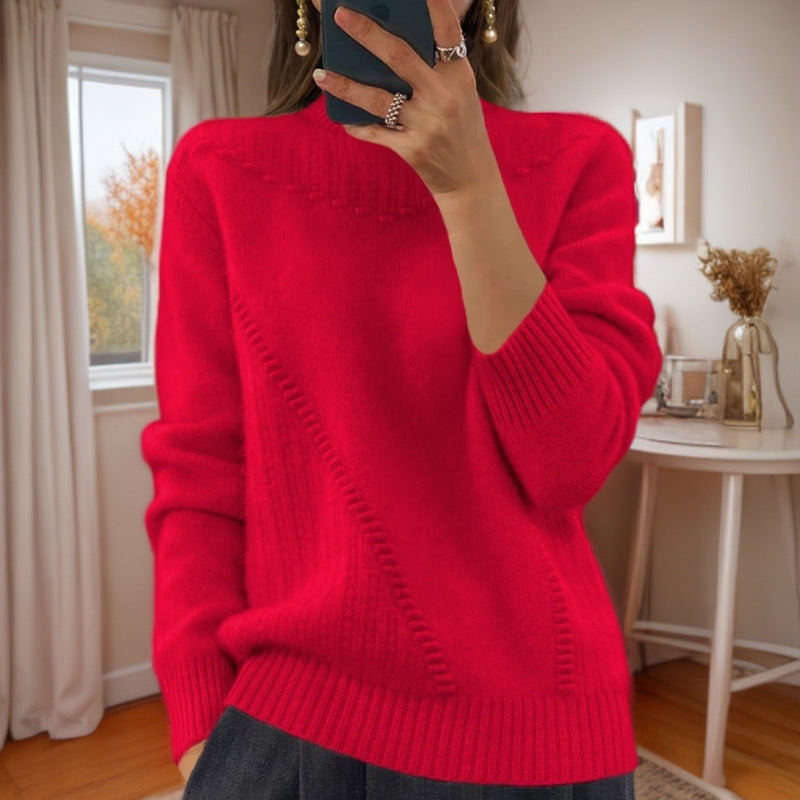 Marceline™ - Pull en Tricot à Col Mi-Haut