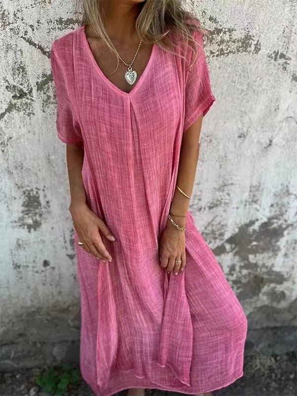 Fiorina™ - Robe Ample en Coton et Lin au Col V