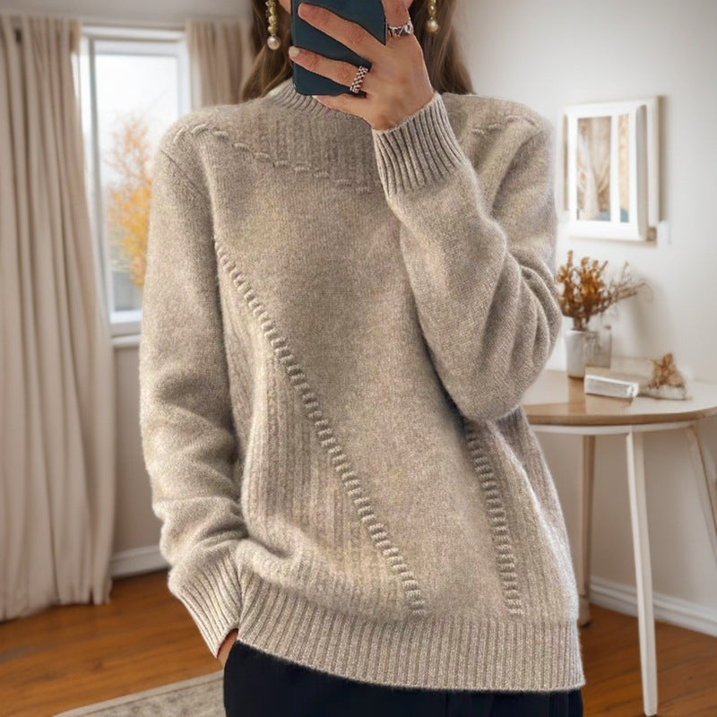 Marceline™ - Pull en Tricot à Col Mi-Haut