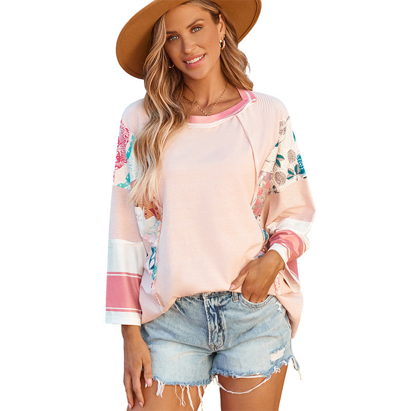 Mirelya™ - Haut Batwing Patchwork Léger