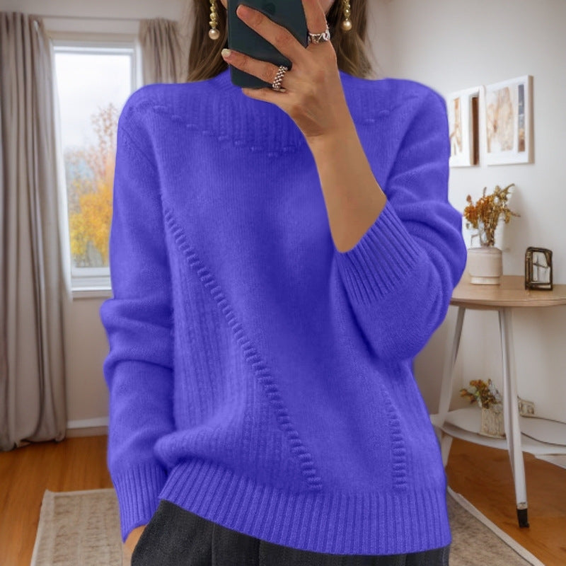 Marceline™ - Pull en Tricot à Col Mi-Haut