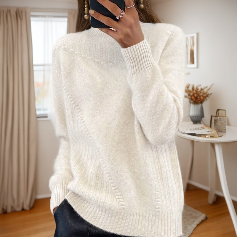 Marceline™ - Pull en Tricot à Col Mi-Haut