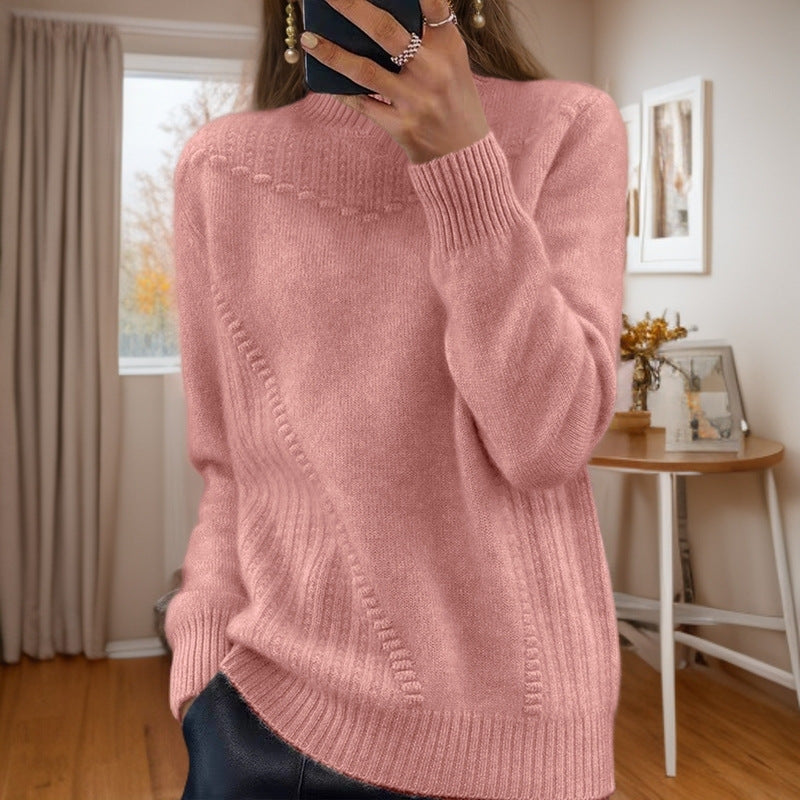 Marceline™ - Pull en Tricot à Col Mi-Haut
