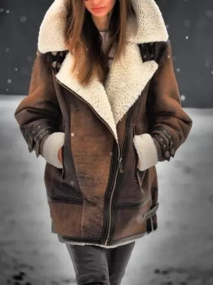 Briseline - Veste d’Hiver Doublée en Simili Cuir
