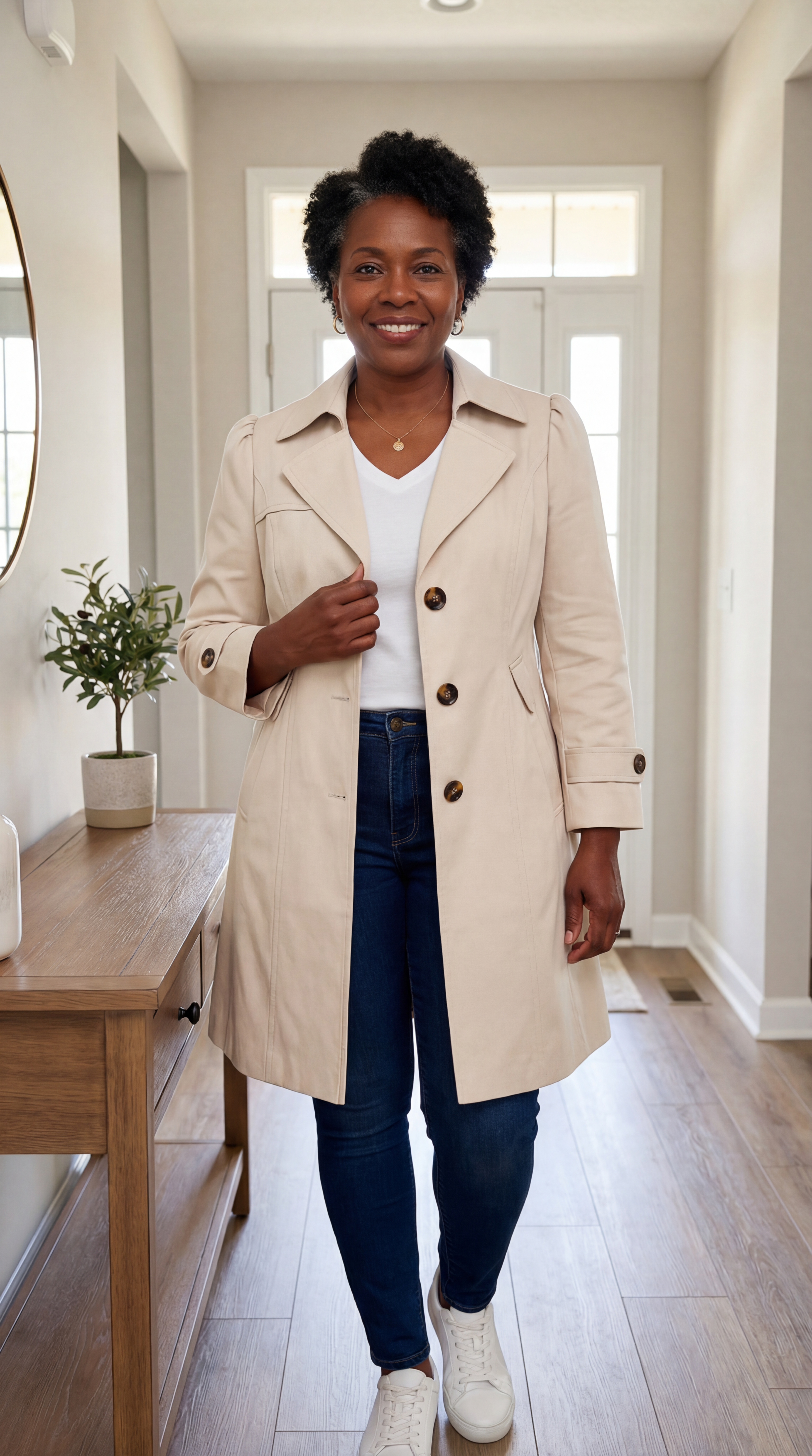 Glyorae™ - Manteau trench femme élégant coupe ajustée style classique intemporel