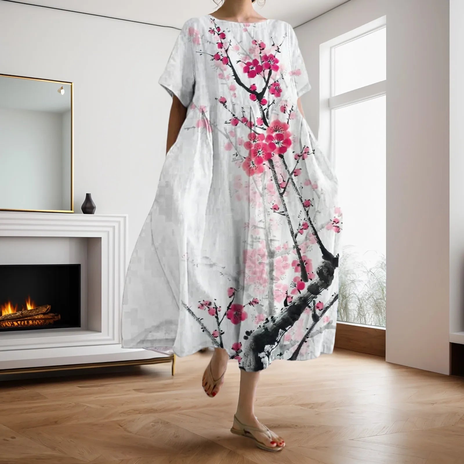 Dahlia™ - Robe à fleurs avec décolleté en V