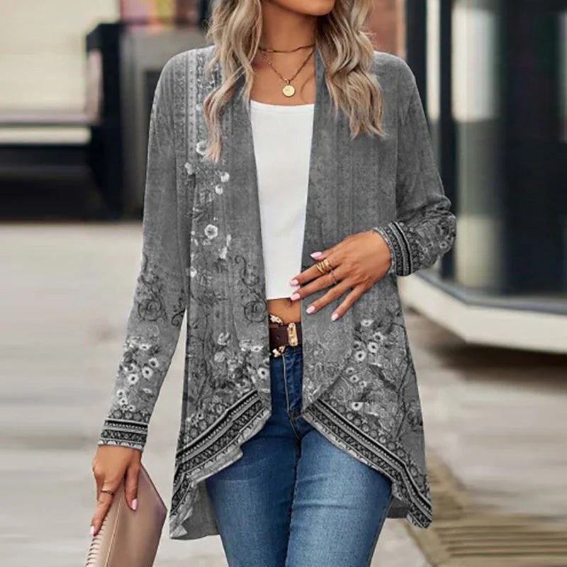 Jolindra - Cardigan Floral Léger à Col Ouvert
