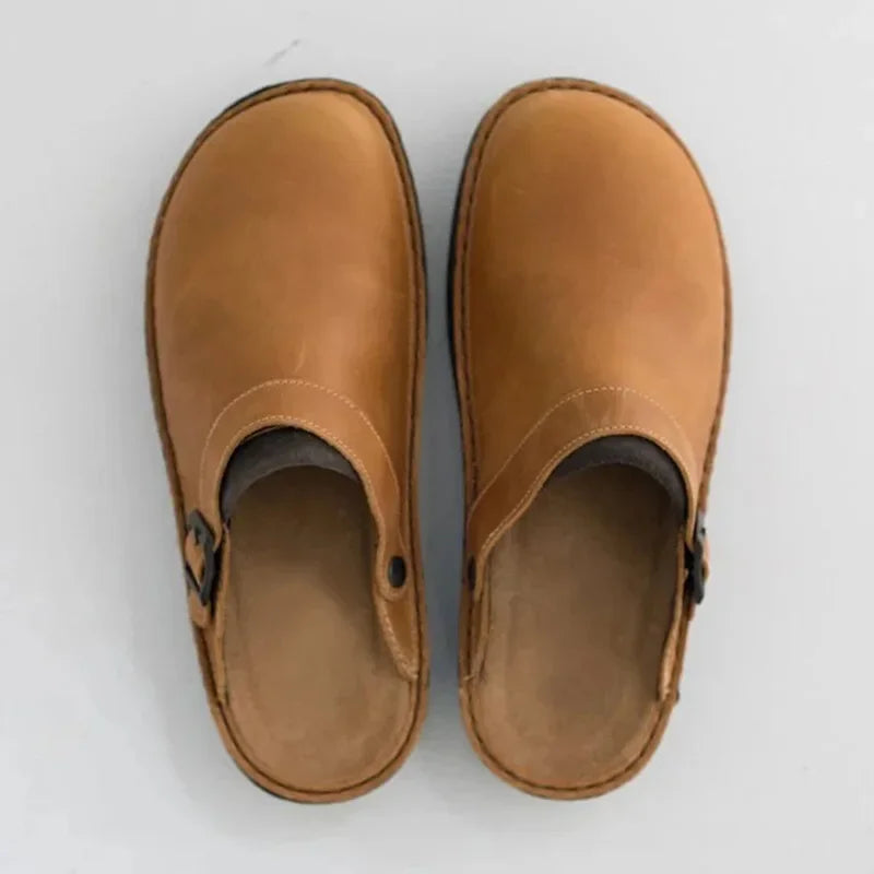Jonas™ - Mules homme cuir bout fermé boucle semelle confort