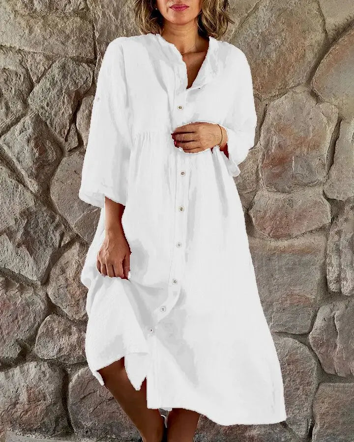 Gertrude™ - Robe Chemise en Coton et Lin