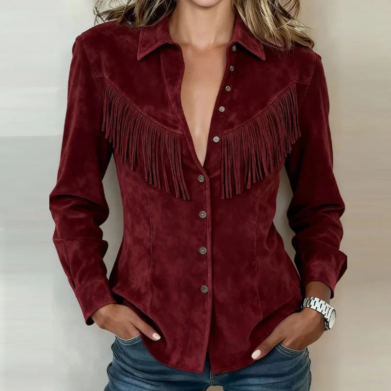Faylarisse - Blouse Bohème Suédée à Franges