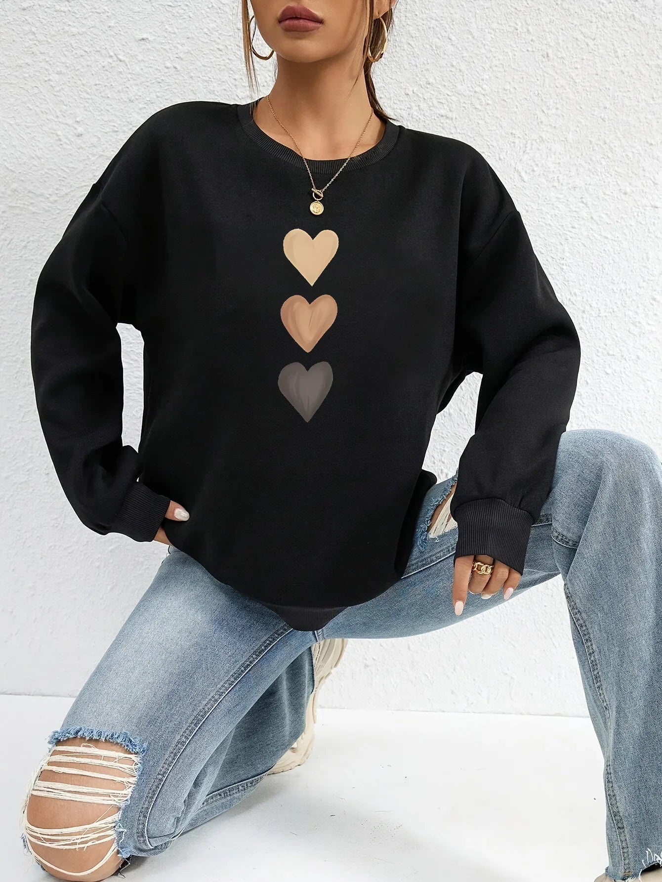 Belle™ - Sweatshirt Femme Imprimé Trois Cœurs