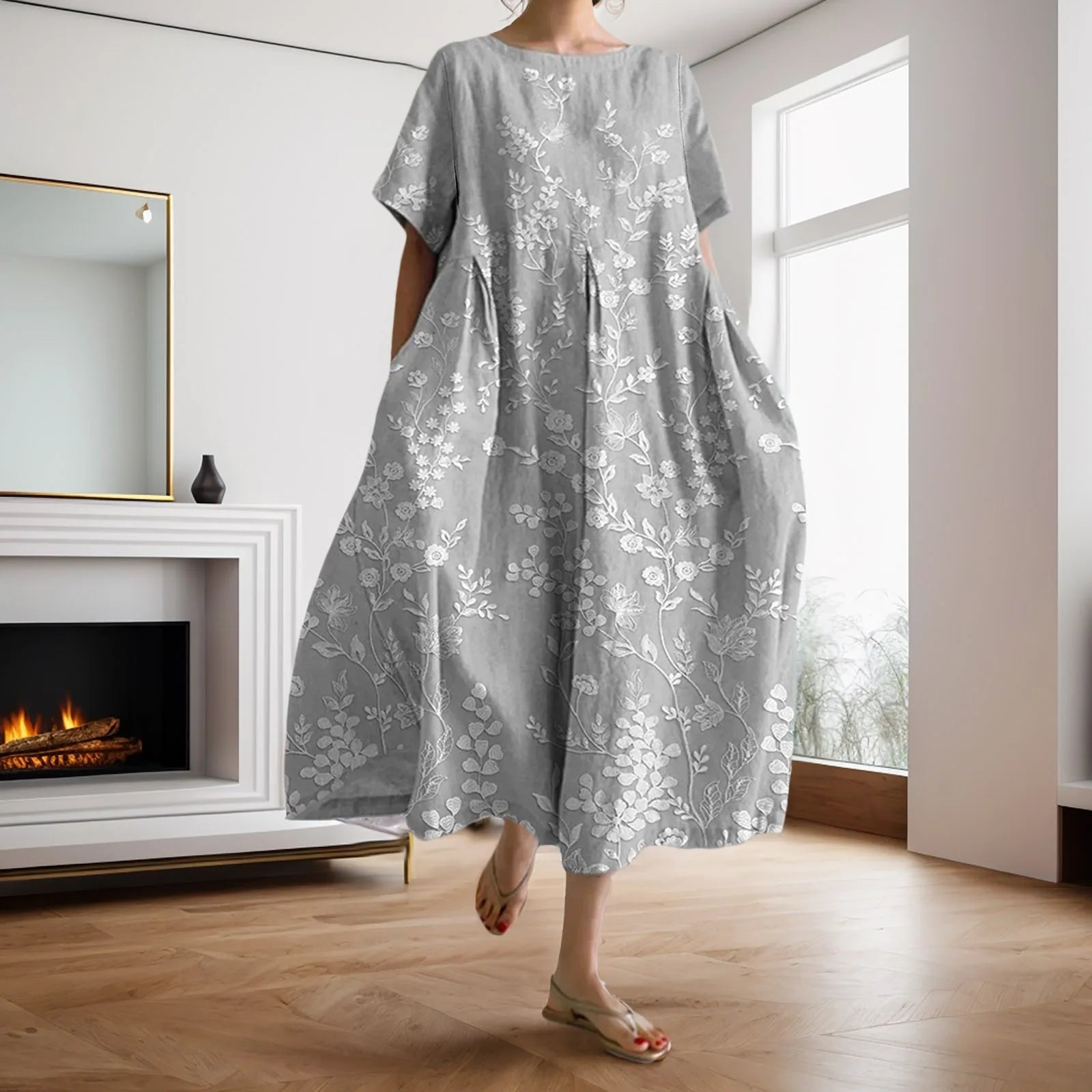 Dahlia™ - Robe à fleurs avec décolleté en V