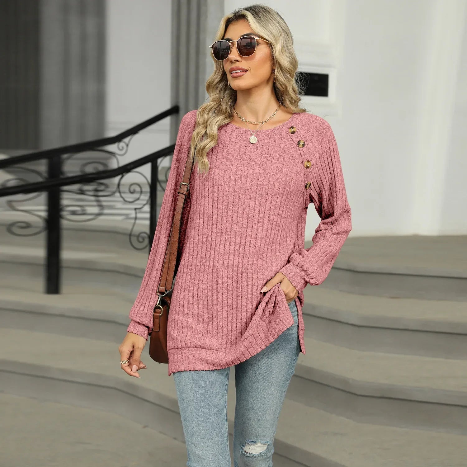 Aline™ - Pull élégant pour femme avec boutons décoratifs