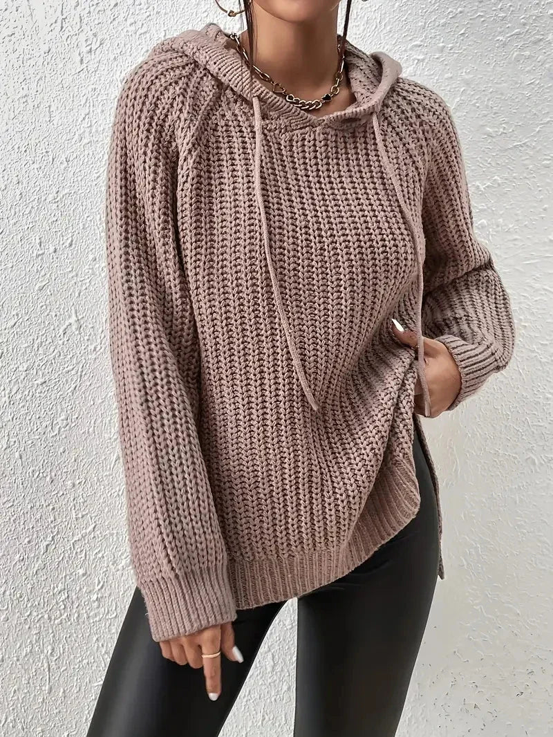 Maryvonne™ - Pull à Capuche avec Ourlet Fendu pour un Look Décontracté