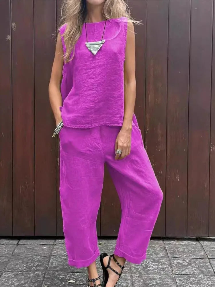 Ardelle™ - Ensemble Chic Deux Pièces – Top Sans Manches et Pantalon Élégant