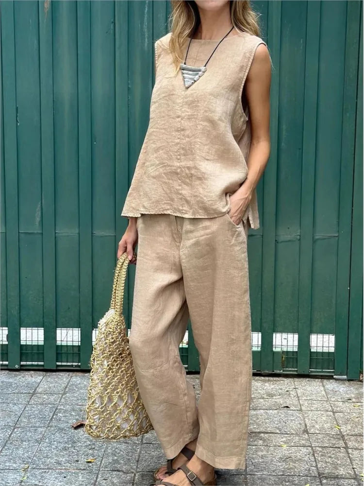 Ardelle™ - Ensemble Chic Deux Pièces – Top Sans Manches et Pantalon Élégant