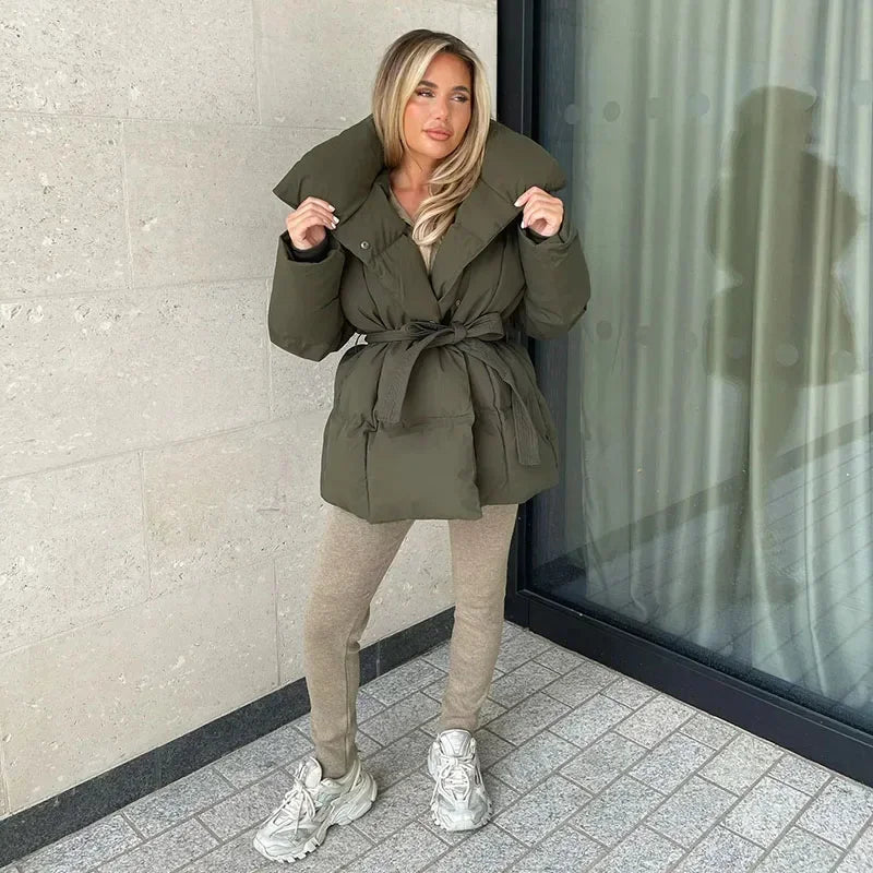 Désirée™ - Manteau Court Femme Col Montant Taille Cintrée