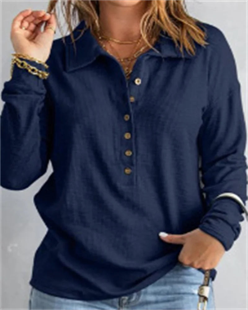 Marlène™ - Chemise confortable en coton à col en V pour femmes