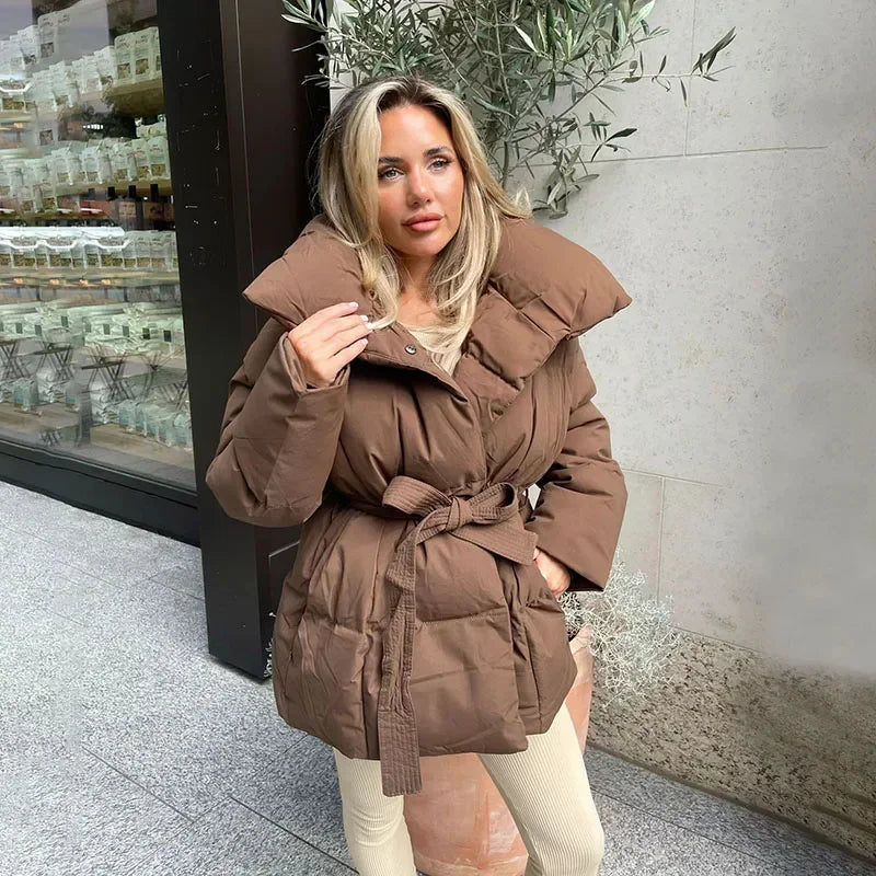 Désirée™ - Manteau Court Femme Col Montant Taille Cintrée