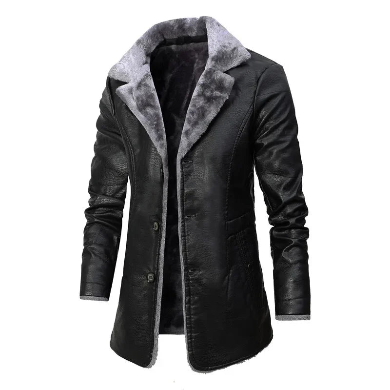 Tess - Manteau Élégant en Laine avec Col Mao en Fausse Fourrure