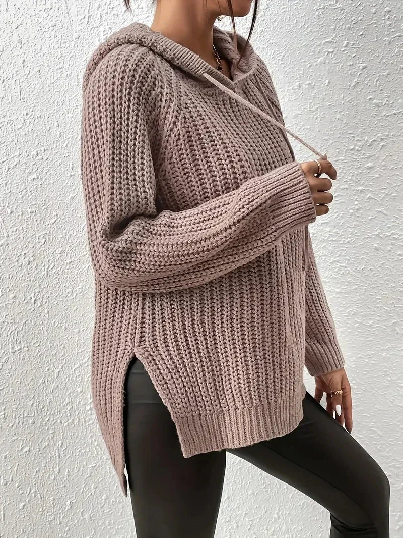 Maryvonne™ - Pull à Capuche avec Ourlet Fendu pour un Look Décontracté