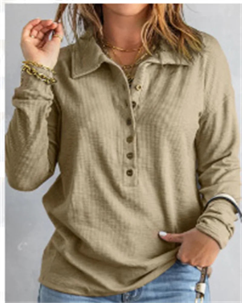 Marlène™ - Chemise confortable en coton à col en V pour femmes