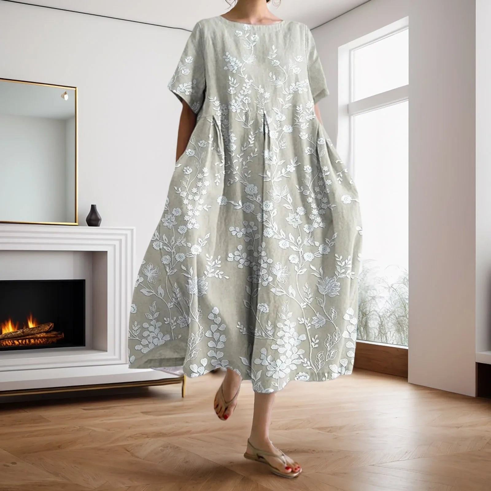 Dahlia™ - Robe à fleurs avec décolleté en V