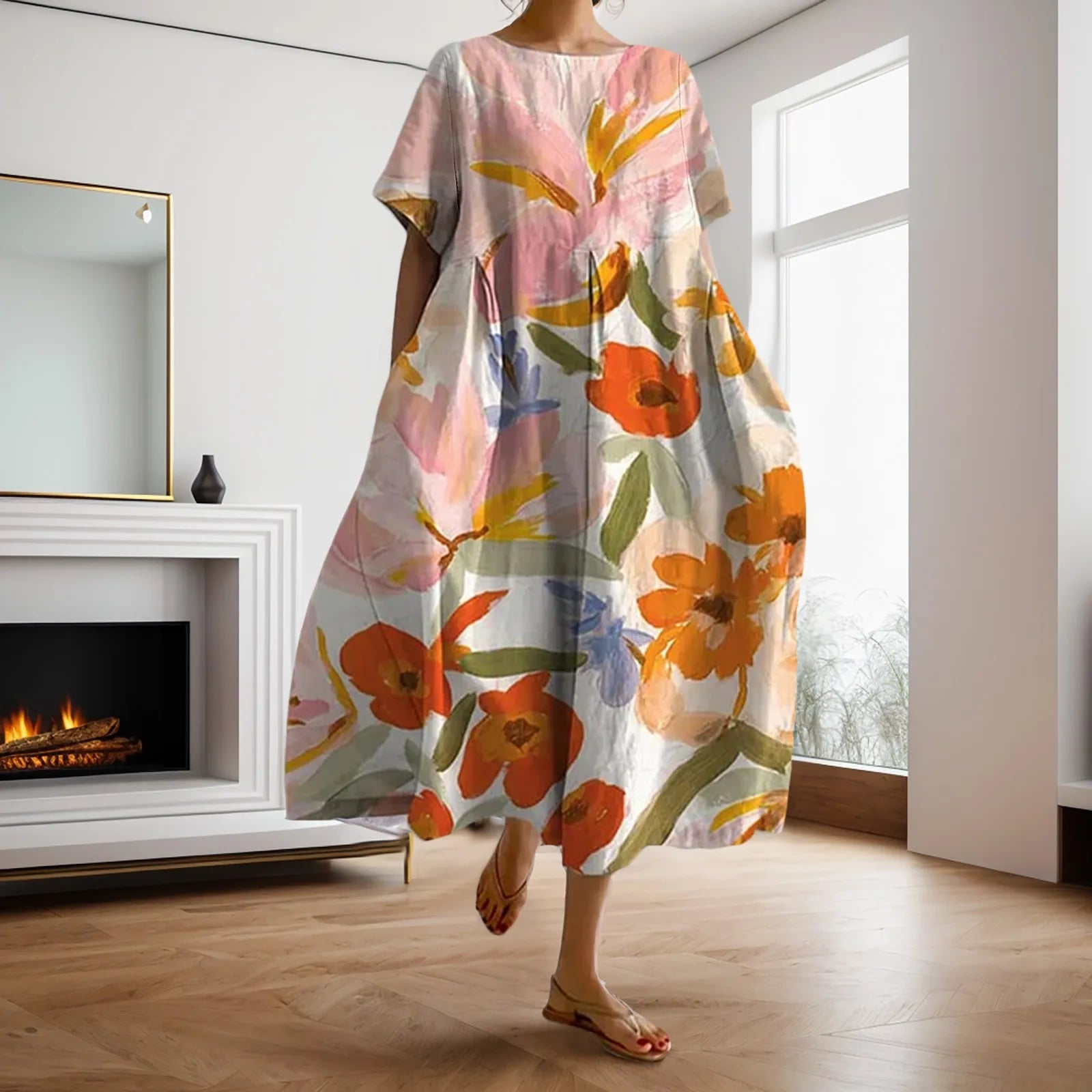 Dahlia™ - Robe à fleurs avec décolleté en V