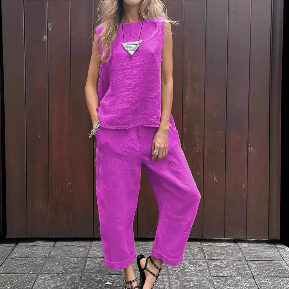 Ardelle™ - Ensemble Chic Deux Pièces – Top Sans Manches et Pantalon Élégant