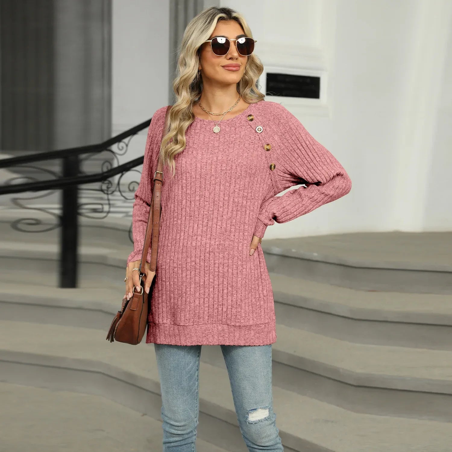 Aline™ - Pull élégant pour femme avec boutons décoratifs