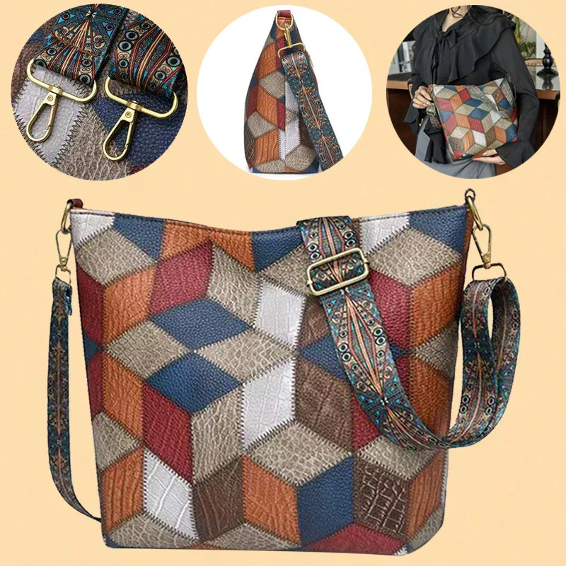 Mariellea™ - Sac À Main En Cuir Véritable Style Mosaïque