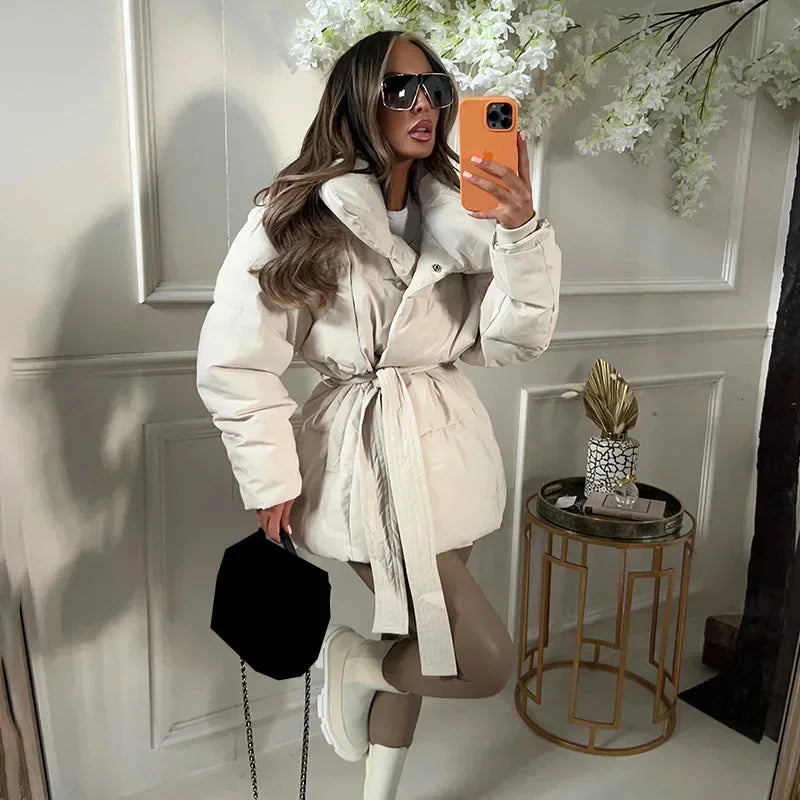 Désirée™ - Manteau Court Femme Col Montant Taille Cintrée