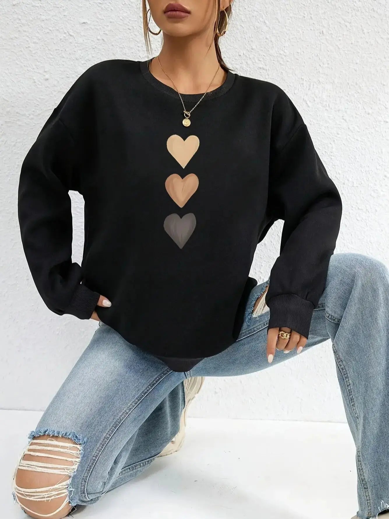 Belle™ - Sweatshirt Femme Imprimé Trois Cœurs