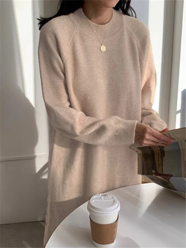 Calixte™ - Robe longue tricotée décontractée à col rond pour femme