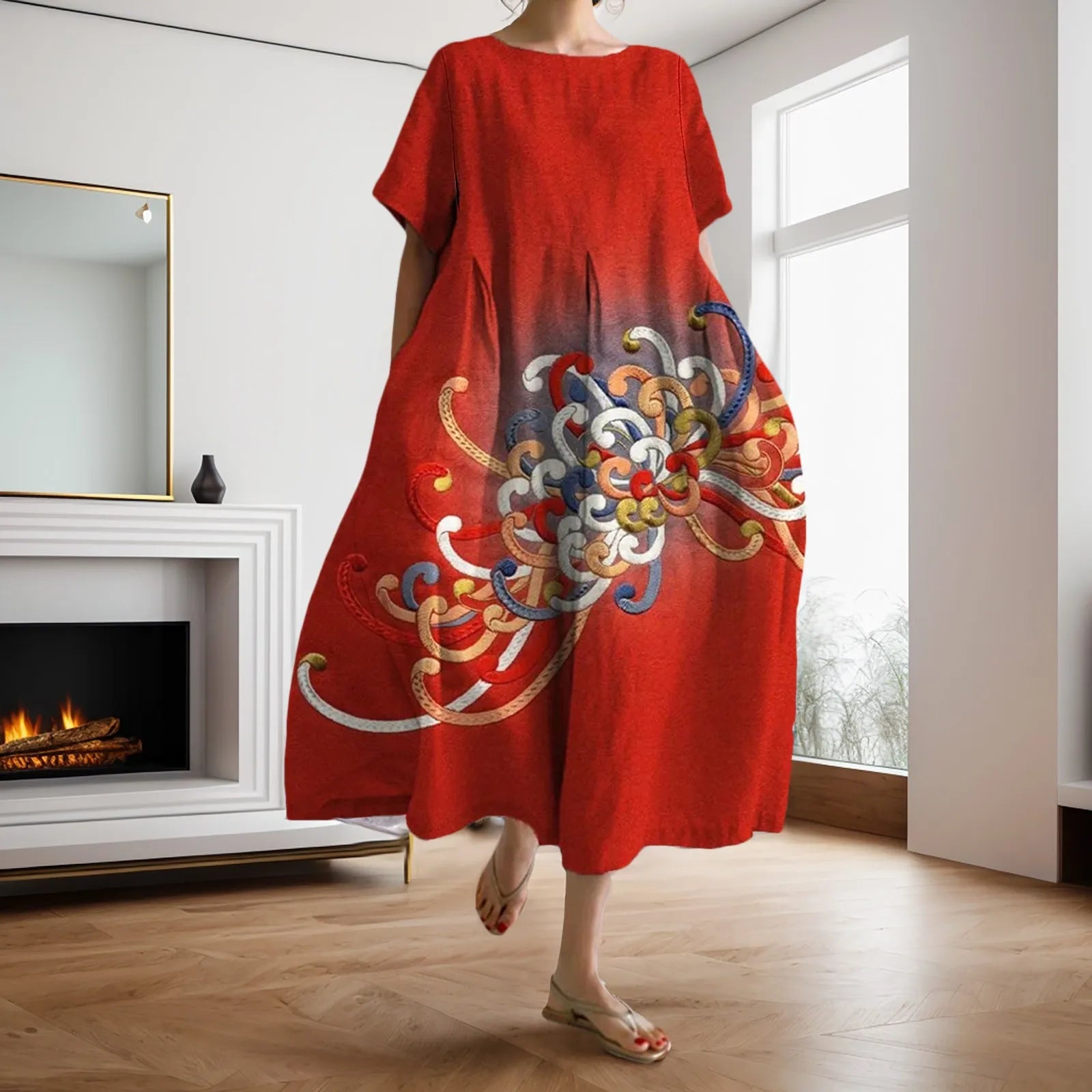 Dahlia™ - Robe à fleurs avec décolleté en V