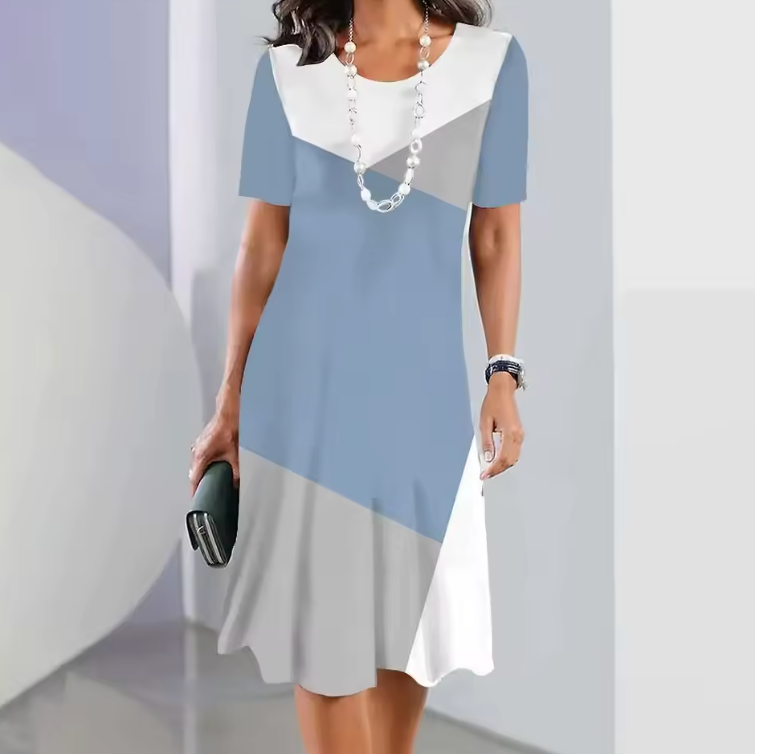 Dalia™ - Robe Plissée Femme avec Blocs de Couleurs