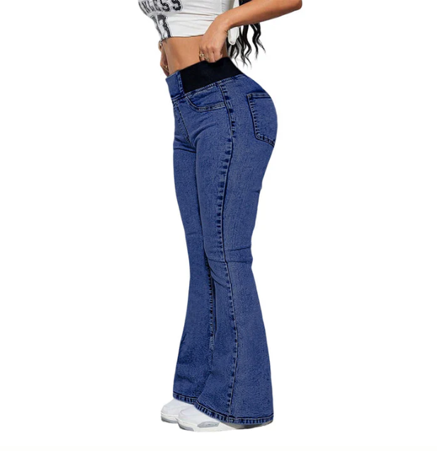 Rovindra™ - Jean Évasé Taille Haute Stretch Femme