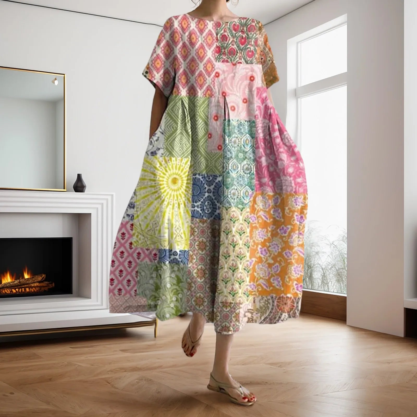 Dahlia™ - Robe à fleurs avec décolleté en V