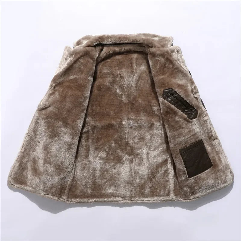 Tess - Manteau Élégant en Laine avec Col Mao en Fausse Fourrure