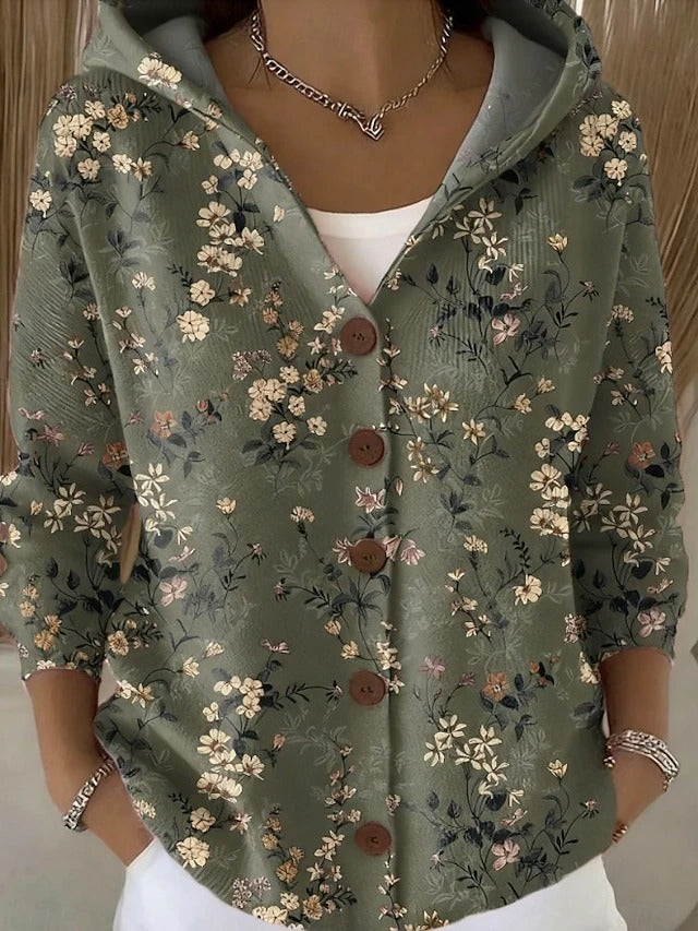 Neravellora™ - Cardigan Artistique à Capuche Boutonnée