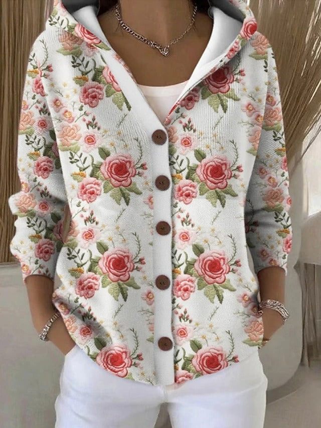 Neravellora™ - Cardigan Artistique à Capuche Boutonnée